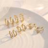 Mini Small Huggie Ear Bone Clip Ear Cuff Korean Fashion Gold Plated Triple Earring Set for Women for Gift