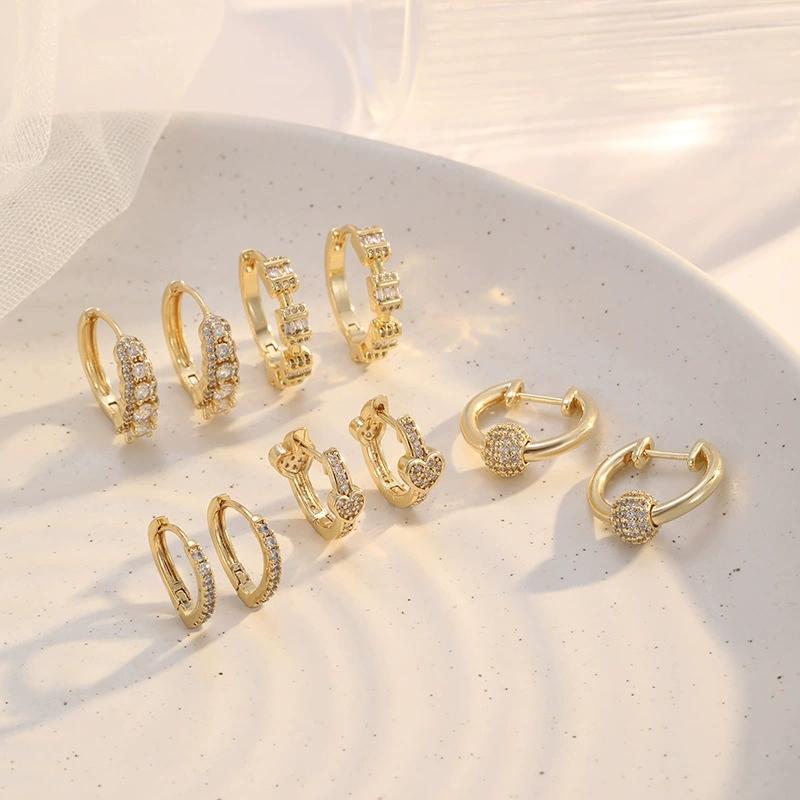 Mini Small Huggie Ear Bone Clip Ear Cuff Korean Fashion Gold Plated Triple Earring Set for Women for Gift