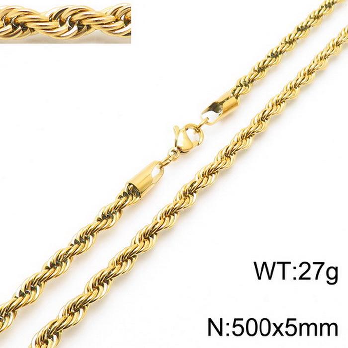 Spot Multi-Size Stainless Steel Twisted Rope Chain Necklace for Couples - Unisex Titanium Steel Design