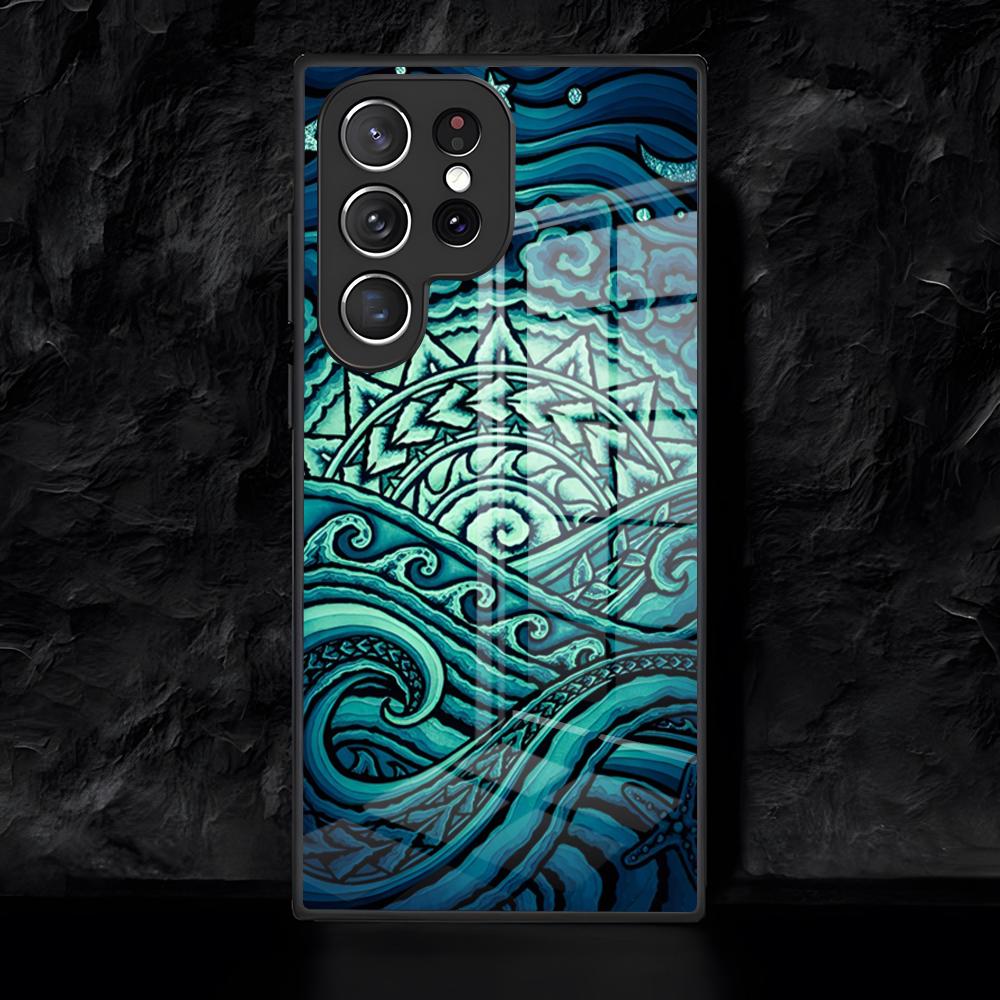 Pretty Tiki Pattern Phone Case For Samsung S26 S25 Edge Ultra 24 23 22 21 Ultra Plus Fe A55 56 15 4G 5G Glass Cover