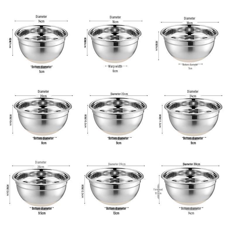 Stainless Steel Mixing Bowl with Lid & Non-slip Silicone Base