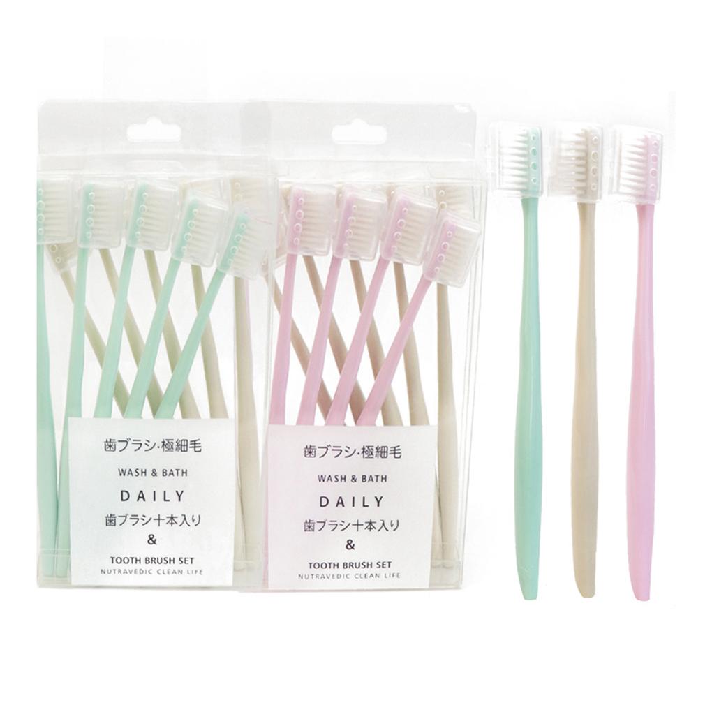 10pcs Soft Bristles Toothbrush Household Adults Teeth Stain Oral Cleaning PP