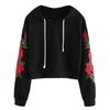 Women Applique Sweatshirt Long Sleeve Blouse Hooded Pullover Tops Shirt