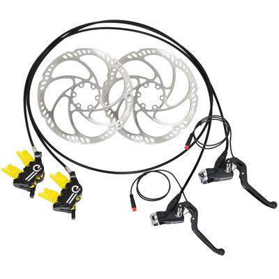 Set Frână Disc Hidraulică Magura MT5 eSTOP pentru E-BIKE cu 4 Pistoane și Discuri de 180mm (F+R), MG2746