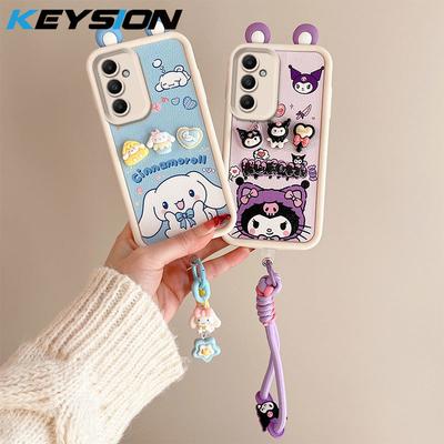 KEYSION Aranyos fülbevaló 3D rajzfilm tok Samsung A55 5G A35 karkötővel puha szilikon ütésálló telefontok Galaxy A25 A15 5G-hez