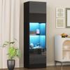 160cm, Glass Display Cabinet High Gloss Black - Modern Chest of Drawers with Ample Storage, High Cabinet Highboard, Cabinet Living Room Kitchen Dining Room Office
