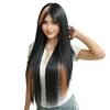 32" Extra Long Straight Wig for Cosplay – Vibrant Orange Base with Electric Blue Highlights Alt Fashion & Anime Conventions