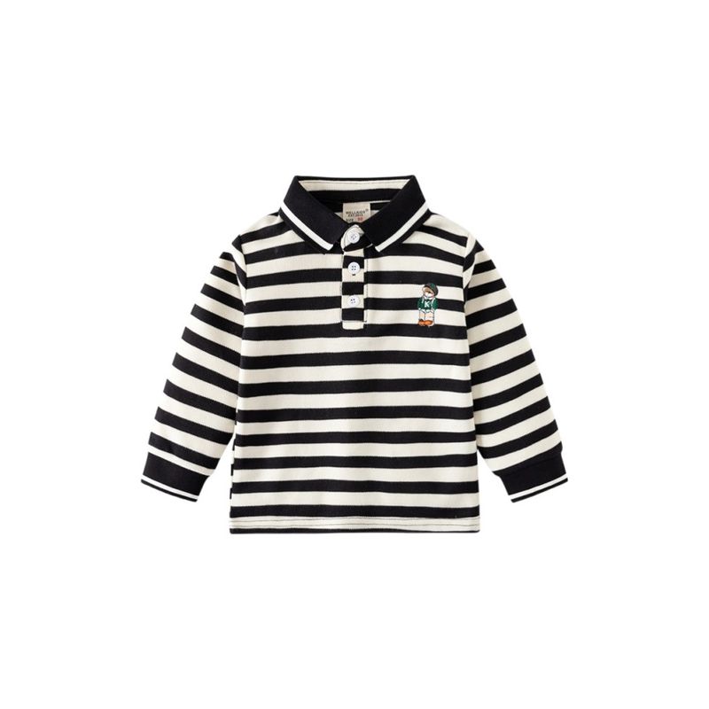 Children's Polo Shirt Clothes Boy's Long-Sleeved T-shirt Polo Collar Top Children Spring and Autumn Bear Bottoming Shirt Children's Clothing