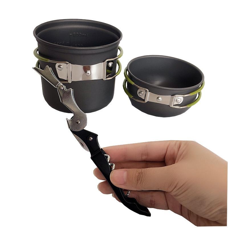 Outdoor Cookware Set Camping Set Pot Portable BBQ Grill Tableware Stovetop