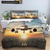Airplane King Queen Full Duvet Cover Vintage Fighter Bedding Set for Kids Teens Adults Sky Clouds Grey 2/3pcs Soft Quilt Cover