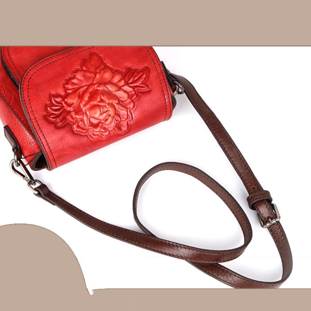 Cowhide Tote Shoulder Straddle Vintage Handmade Small Square Bag