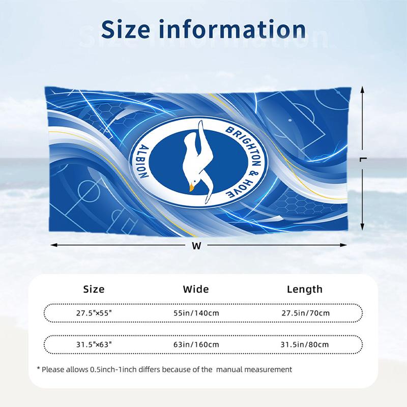 Asciugamano da Spiaggia Calcio Brighton & Hove Albion Asciugamano Estivo Morbido in Microfibra Asciugatura Rapida Assorbente per Spiaggia Piscina Viaggio