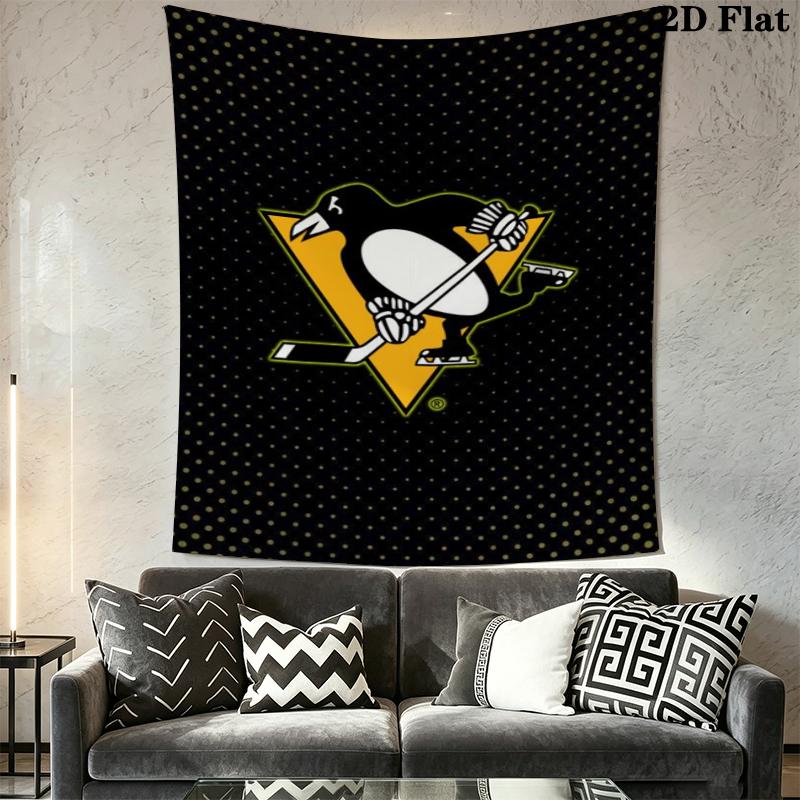 Pittsburgh Penguins Wall Tapestry Aesthetic Wall Hanging Printed Fabric Blanket Decorative Tapestries for Bedroom Living Room Home Decor