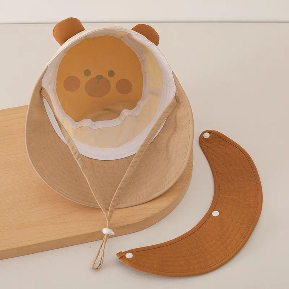 Letter Embroidery Cartoon Animal Bucket Hat Quick-dry Children's Fisherman Hat  Kid