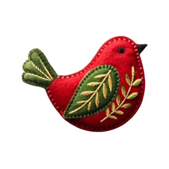 Handgefertigter Filzvogel-Schmuck, Vintage-Stickerei Vogel Hängedekoration, Handgefertigter Bunter Vogel Weihnachtsbaumschmuck