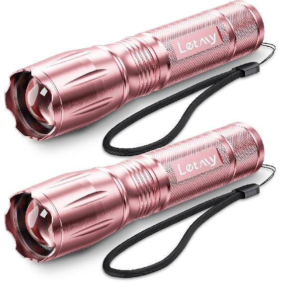 LETMY Tactical Flashlight S2000-2 Pack Bright Military Grade LED Flashlights High Lumens - Portable Handheld Flash Light, 5 Modes Zoomable Waterproof