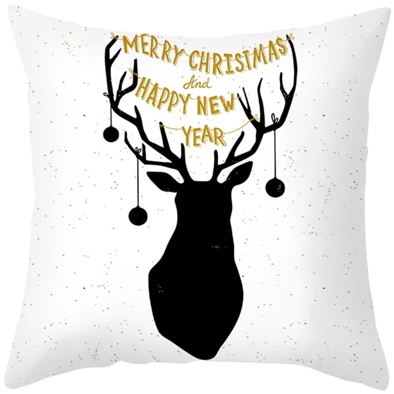 Cartoon Elk Forest Animal Christmas Tree Christmas Tree Decoration Pillow Set Bedroom Sofa Restaurant Office Pillow Sleeve