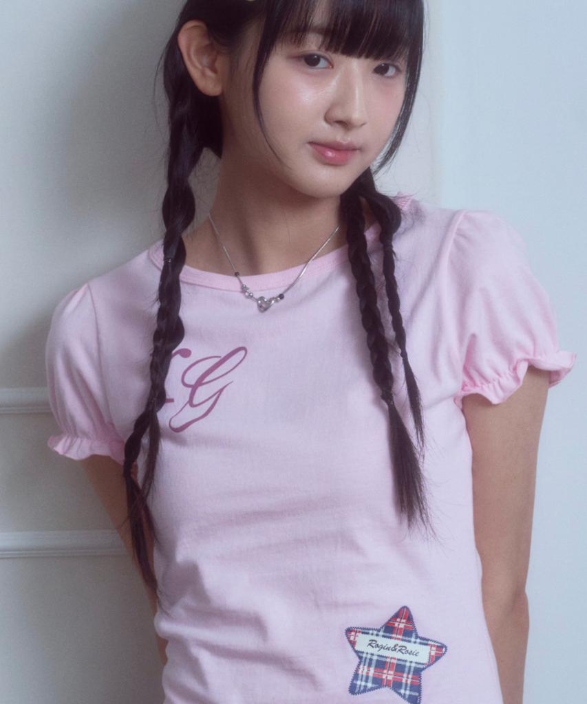 Loginaenloji Rg Lettering Check Star T-Shirt Babypink