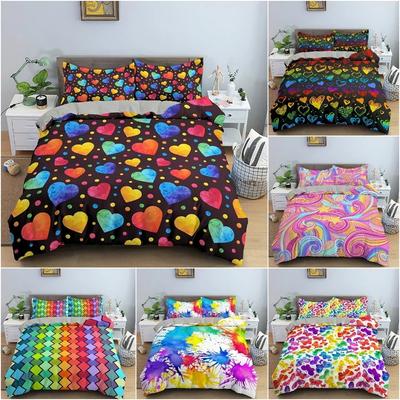 Ensemble de literie géométrique coloré Impression 3D Couette Housse de couette Pour Chambre Luxe Ensemble Housse de couette King Queen Twin