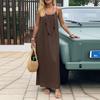 Casual Effen Losse Jurk Voor Dames Sexy Mouwloos Spaghetti Bandjes Rugloos Vetersluiting Avondjurk Femme Vakantie Strandfeest Kleding Nieuw