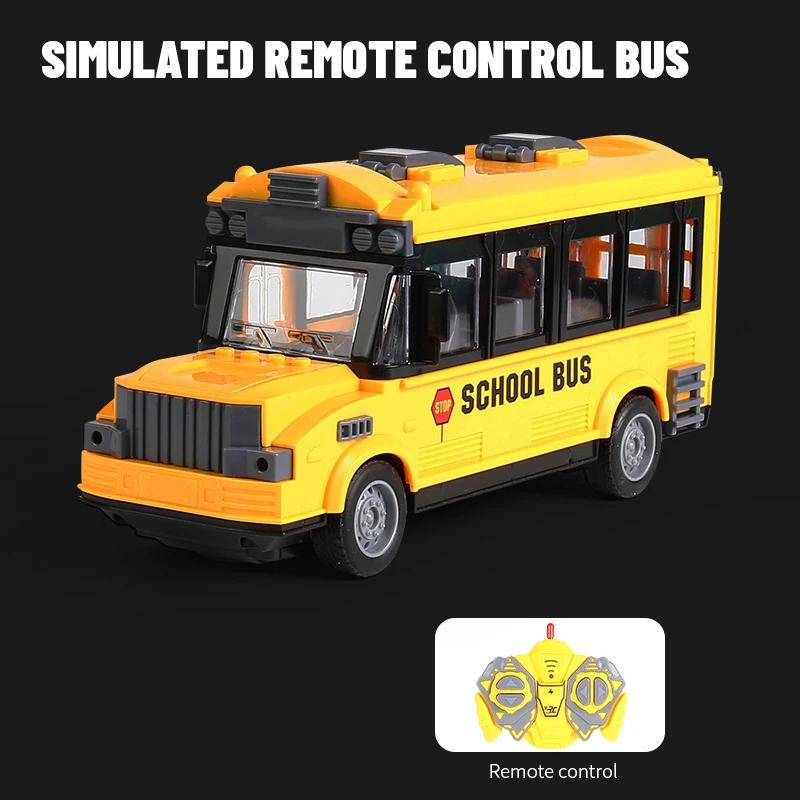 

1/30 Rc School Bus High Speed Car 4Ch Lights Tour Bus Model Remote Control Double Decker Sightseeing Vehicle Kids Toy Sets Gifts