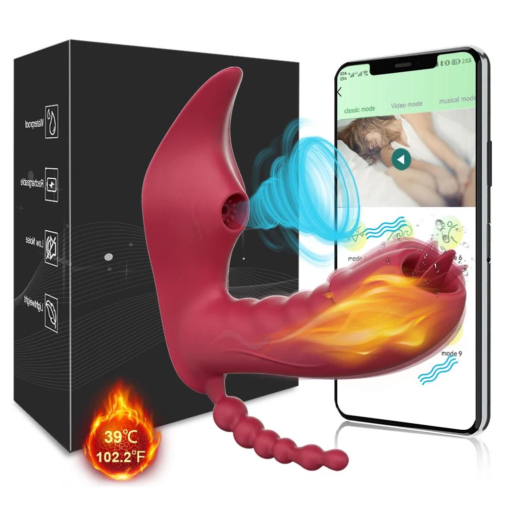 3 in 1 Bluetooth APP Dildo Vibrator Weibliche Drahtlose Fernbedienung Sucker Klitoris Stimulator Sex Spielzeug für Frauen Paar Erwachsene 18