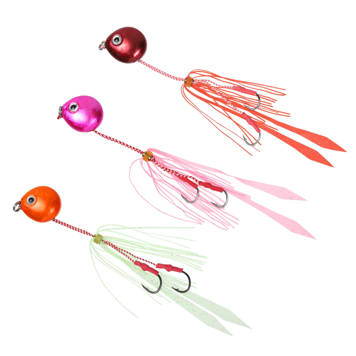 

2024 Tai Rubber Set for Sea Bream Includes and Tie [Tsurigoo!] 3-Color Fishing, Lure, Hook, Skirt, (60g, 3-Piece Set)