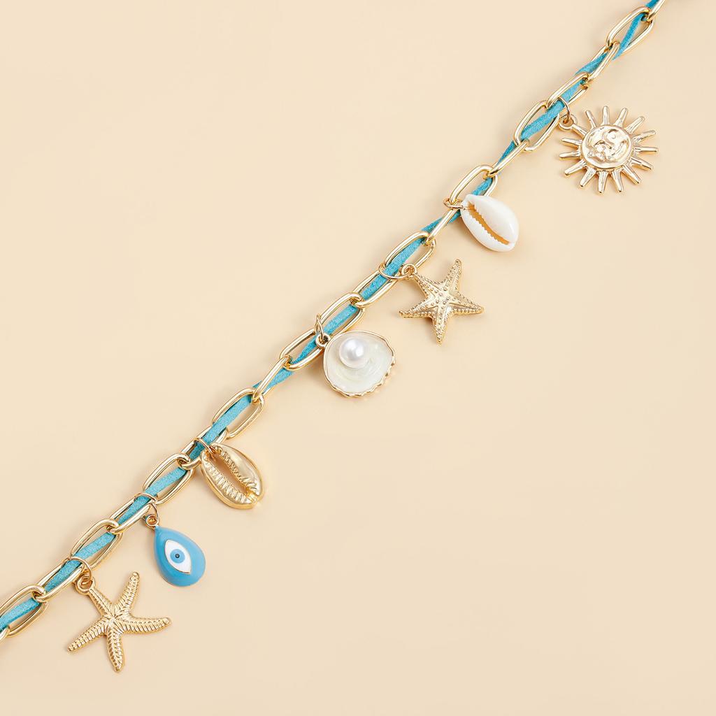 Oceanic Sun Charm Layering Necklace Adjustable Neckchain Lightweight Casual Accessory Perfect For Swimwears Styling