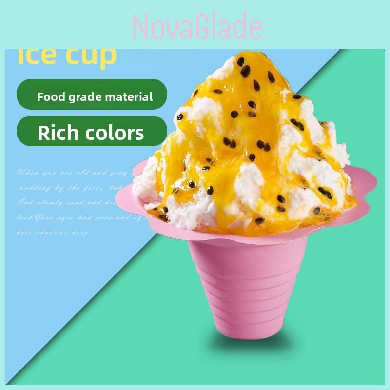Disposable Snowflake Ice Cups For Dessert Shops 4oz 8oz Pet Material Creative Design