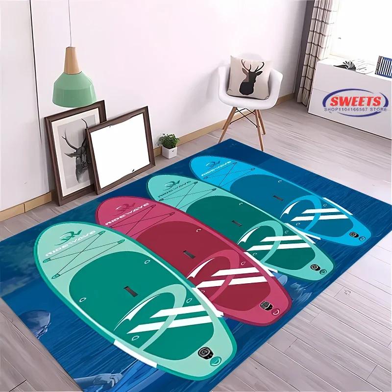 Fashion Sports Theme Carpet, Surfboard Rug for Home Living Room, Children's Bedroom Mat, Sofa Doormat  Floor Anti-slip Decor Rug