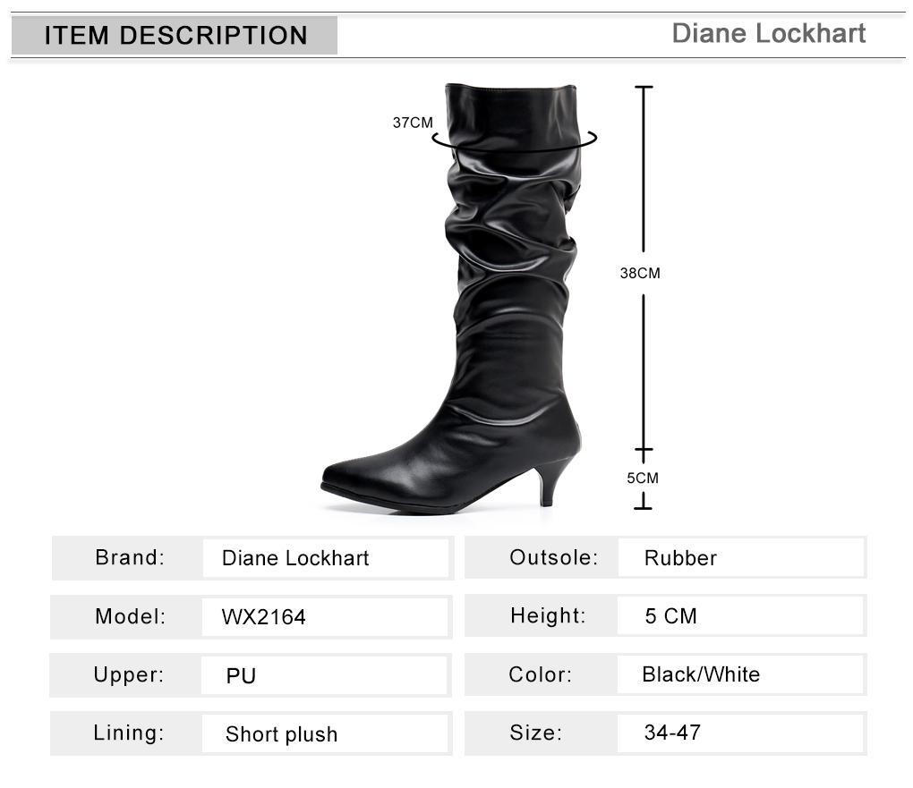 Fashion Sexy Women Pleated Half Boots Pointed Toe 5CM Stilettos Heels Slip on White Women's Mid-Calf Boots Womens Shoes 41 44 Dropshipp