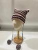 Japanese Little Devil Striped Hairball Knitted Wool Hat Children Autumn And Winter Cat Ears Cute Funny Pullover Hat