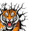 Easy Apply Wall Coverings 3D Tiger Stickers Peel And Stick Roaring Decals Removable PVC Vinyl Stickers Art Mural Decor Realistic Cracked