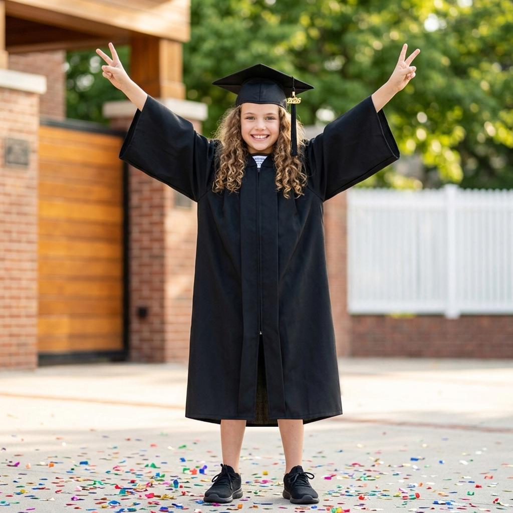 Children Graduation Gown Set with Cap and Tassel Suitable for Kindergarten and Elementary School Graduation Ceremonies and Photo Sessions