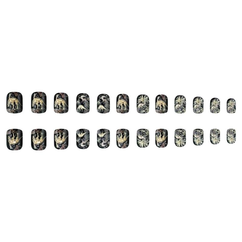 Press on Nail Vintage Jurassic Dinosaur False Nail Art With Easy Application And Removal For Fashion Nail Enthusiasts