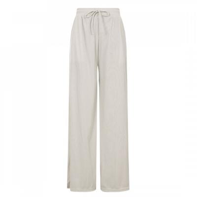 Shop Women Waistband Ribbed Two Pocket Wide Fit Pants Ivory Pic Wpt 20563