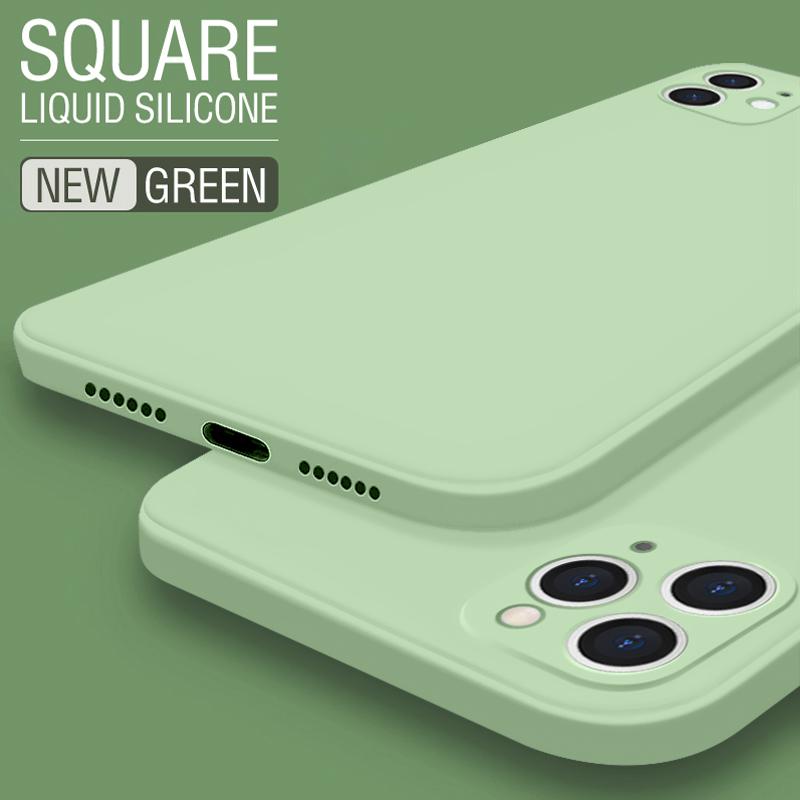 

Рідкий силіконовий м’який чохол Pure Color для iPhone 16 15 14 Pro 11 12 13 Pro Max X XR XS Max 7 8 Plus із захистом для об’єктива камери iPhone 13 зелений
