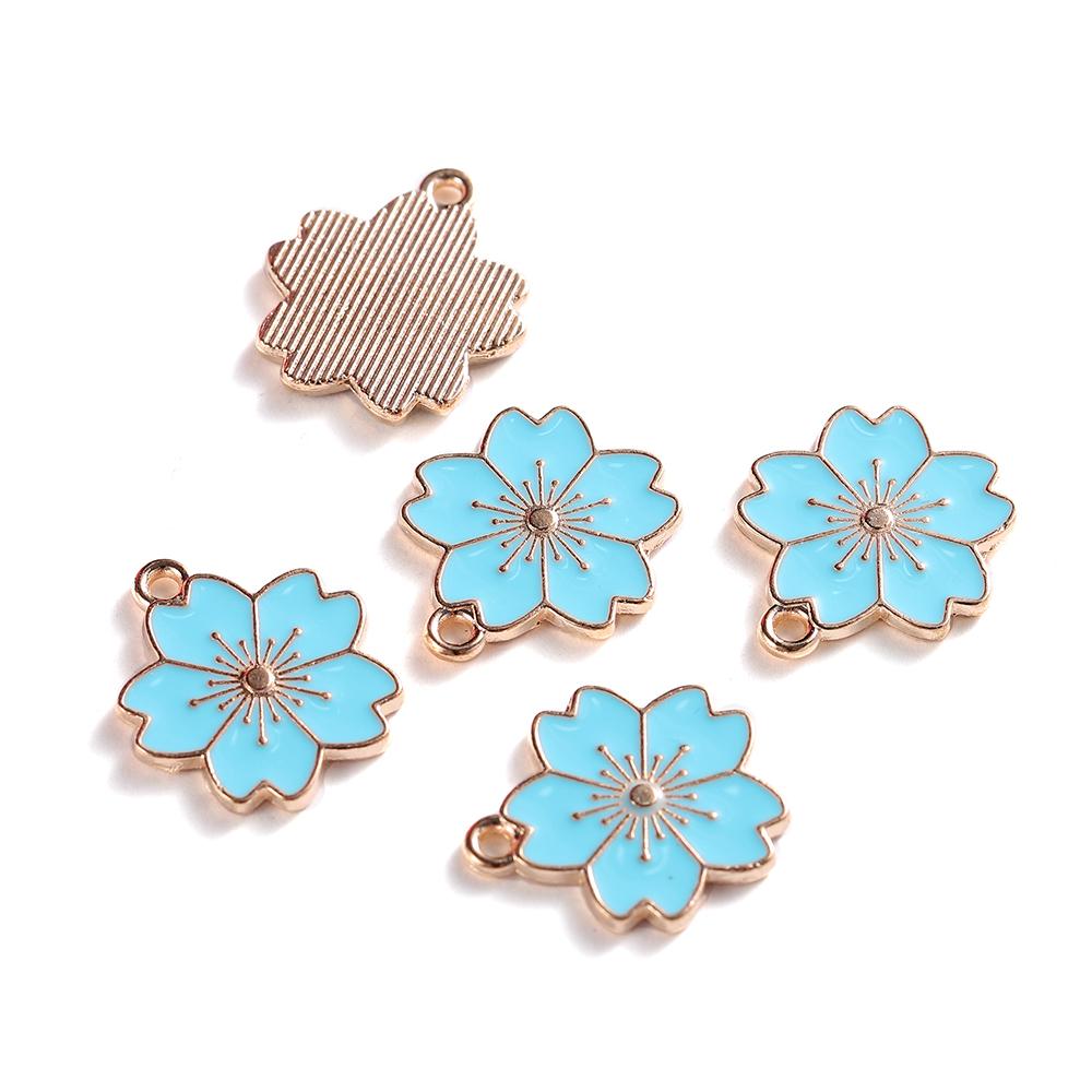 10Pcs/lot Mix Style Colorful Flower Pendants Enamel Metal Necklace Bracelet Charms For DIY Jewelry Making Supplies Accessories