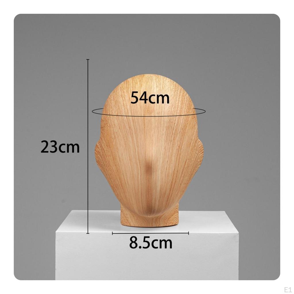 Mannequin Head Wooden BaseGrain Finish Hairpiece Display Tabletop Hat Stand Wood Grain