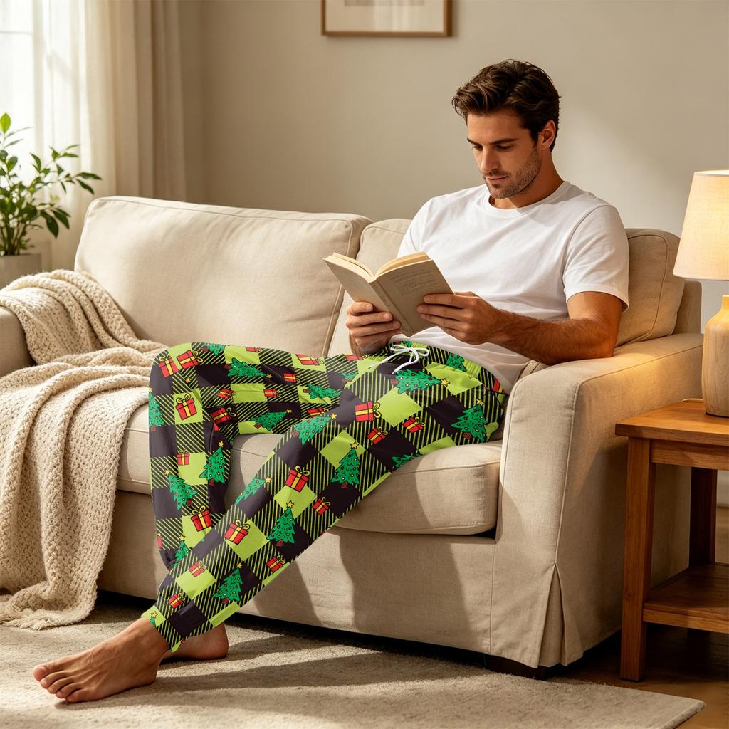 Heren Kerstprint Thermische Pyjamabroek voor Herfst Winter