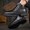 Fashion Hot Sale Men's Lace-Up Motorcycle Boots Leather Fashion Walking Shoes New Men Brand Mens Sneakers Male Comfortable Ankle Boots