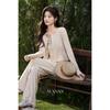 Women's Oatmeal High-Waist Wide-Leg Casual Pants