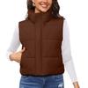 Women's Solid Color Fashionable Pocket Stand Up Collar Vest Jacket