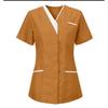 Top da donna tinta unita a maniche corte con scollo a V Top da infermiera con tasca uniforme da lavoro