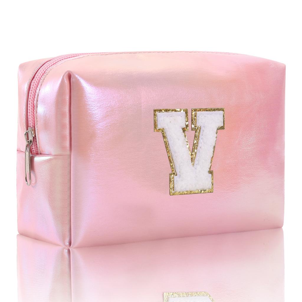Octagon Bag Embroidery Alphabet Makeup Bag Large Capacity Toiletry Bag Travel Storage Bag Clutch Bag
