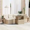 VidaXL 7-piece Garden Sofa Set with Beige Cushions Poly Rattan 3348317