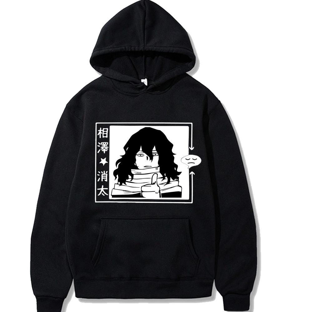 Anime My Hero Academia Aizawa Shouta Grafik Bedruckter Kapuzenpullover Herren Damen Lässige Lockere Hoodies Manga Pullover Harajuku Sweatshirt