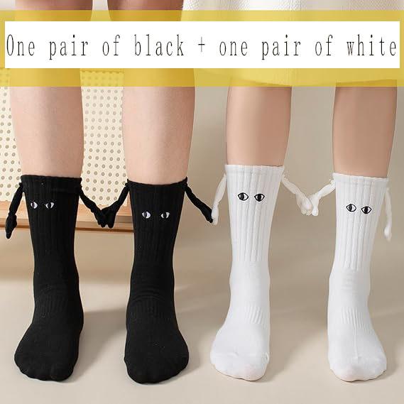 Couple socks magnetic hand in hand for a lifetime Halloween socks black white unisex hand in hand good friend socks