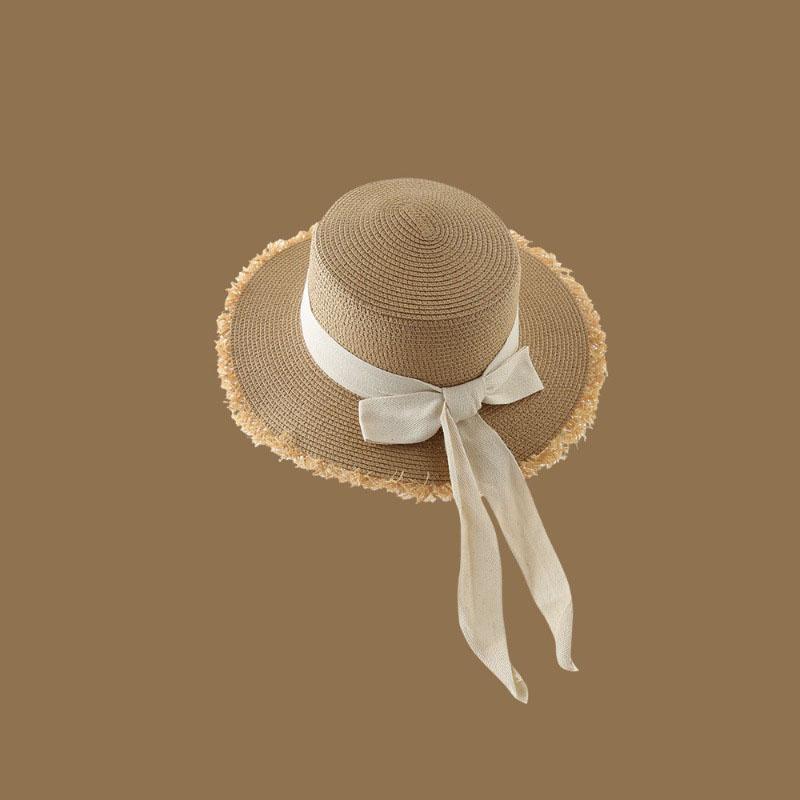 Fashion Ins Net Red Summer Outing Large Brim Sun-shading Beach Sun Hat Korean Version of The Obvious Face Small Straw French Straw Hat Female