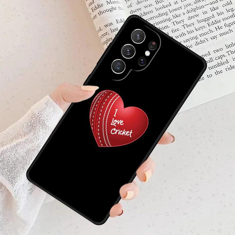 Cricket Heart Cricket Player Phone Case For Samsung Galaxy S25 S23 S30 S8 S21 S20 FE S24 S22 Note 10 20 Plus Lite Ultra